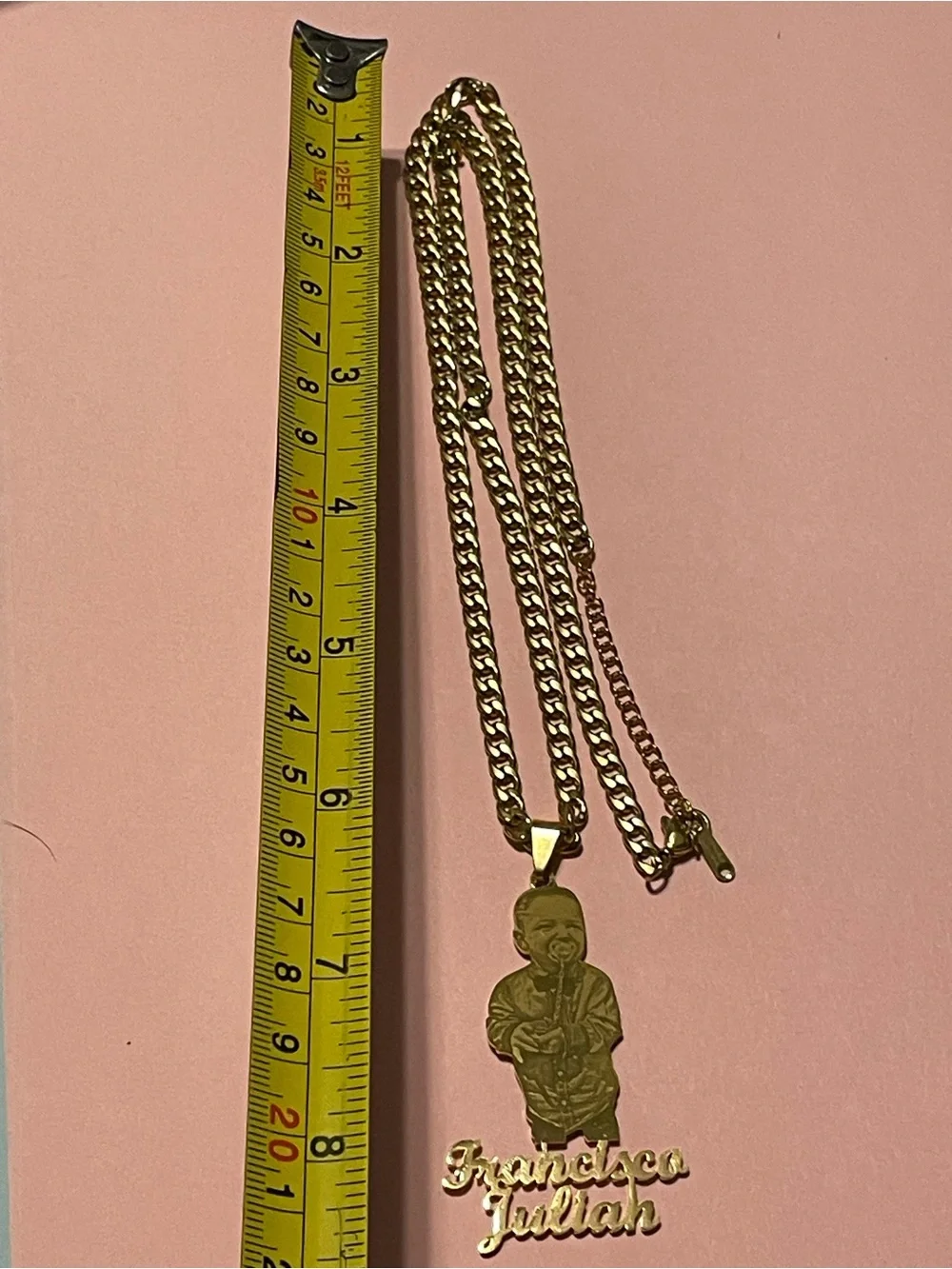 Francisco Julian Pendant on Cuban Long Chain Necklace #9690